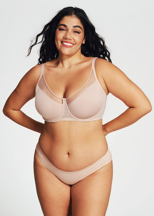 Unlined Mesh Panel Minimizer Bra