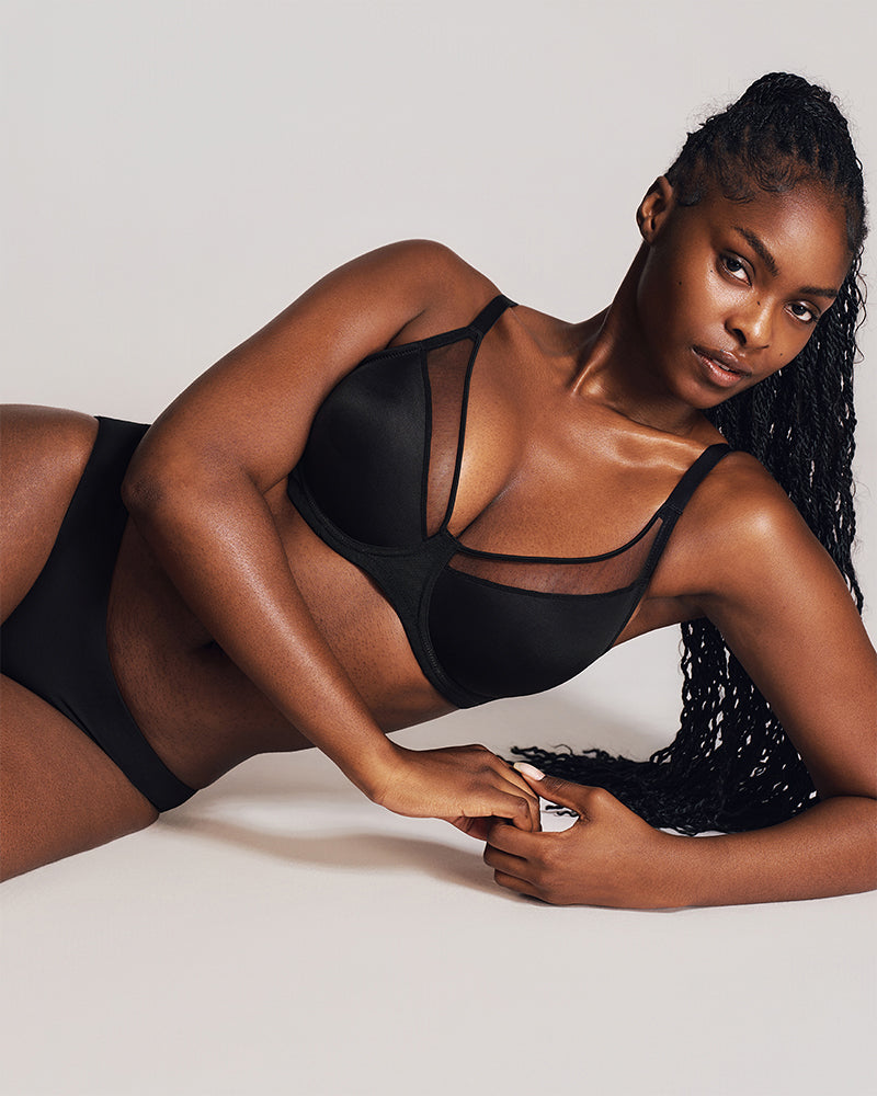 Unlined Mesh Panel Minimizer Bra